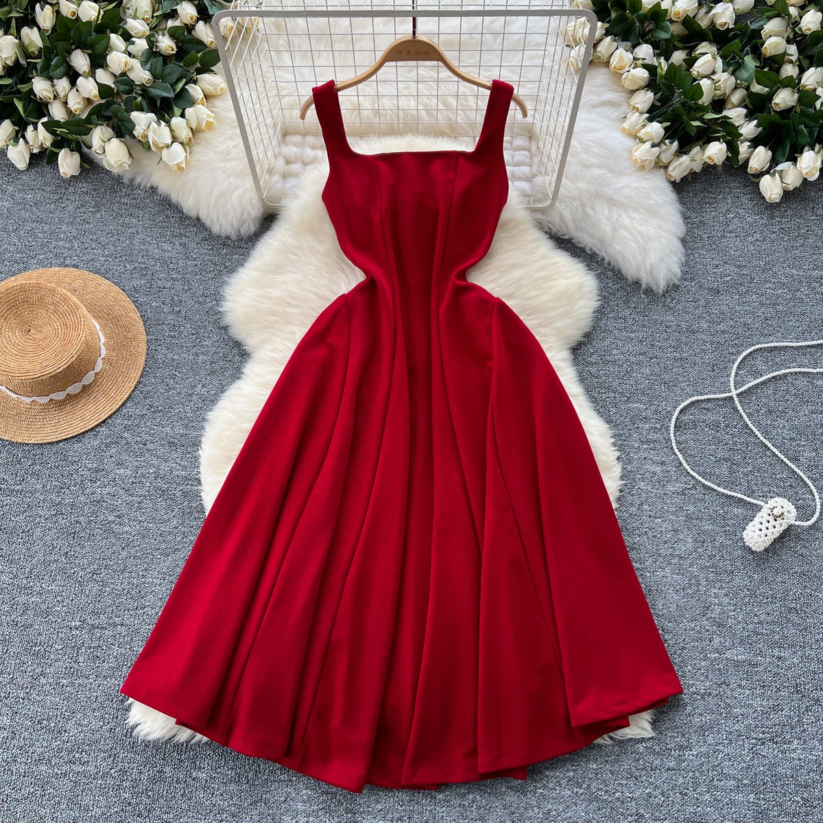 Vintage Square Neckline Slip Dress