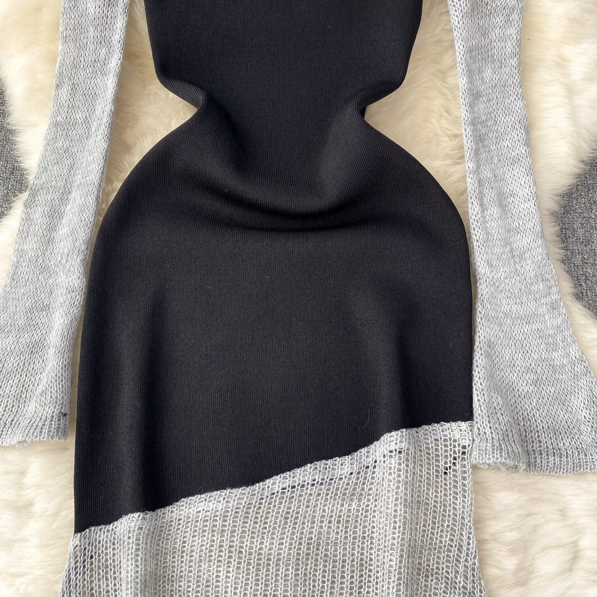 Irregular Design Patchwork Fishtail Dress