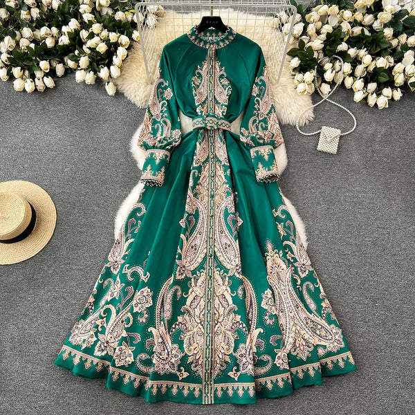 Courtly Floral Printed Draped Dress