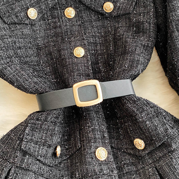 Color Blocking Tweed Shirt Dress