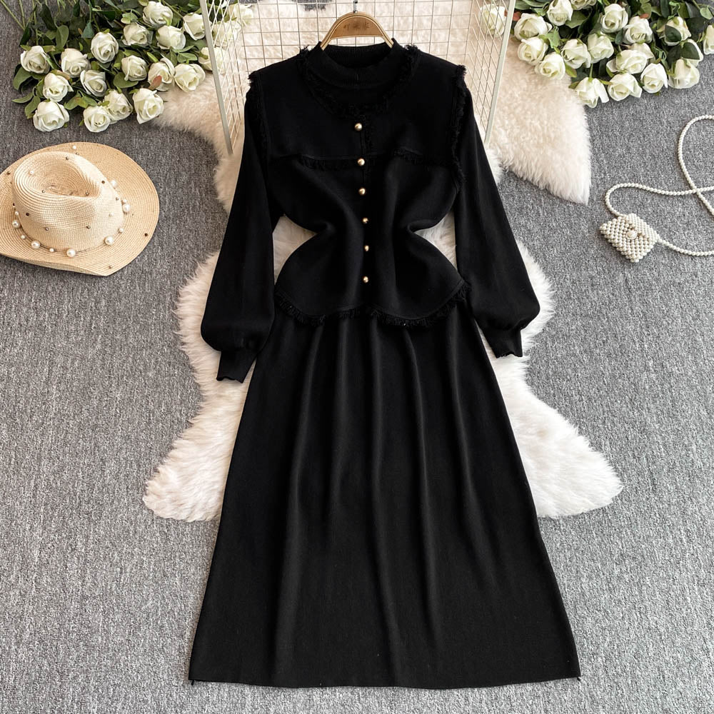 Woolen Vest&Sweater Dress Vintage 2Pcs
