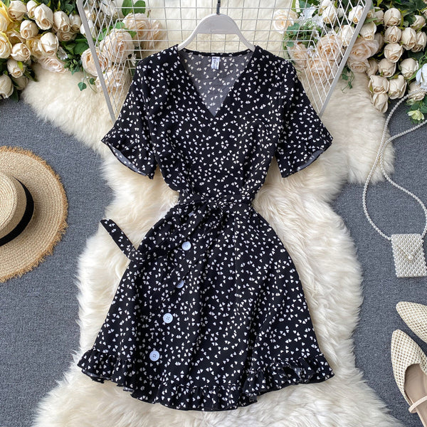Cutie V-neck Polka Dot Printed Dress