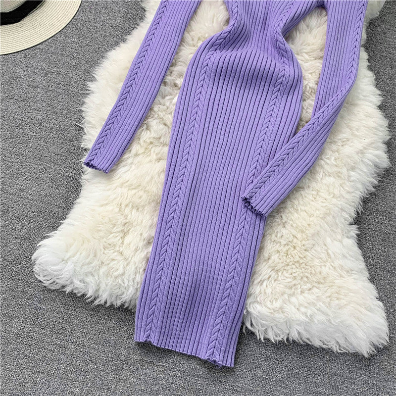 Bodycon Solid Color Knitted Dress