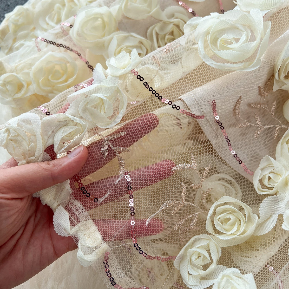 Delicate 3d Floral Puffy Dress