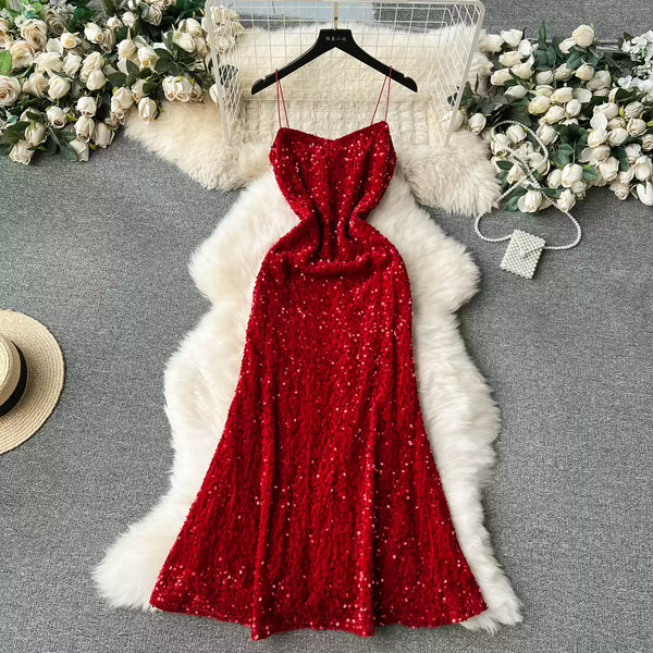 Party Sequined Fishtail Slip Dress