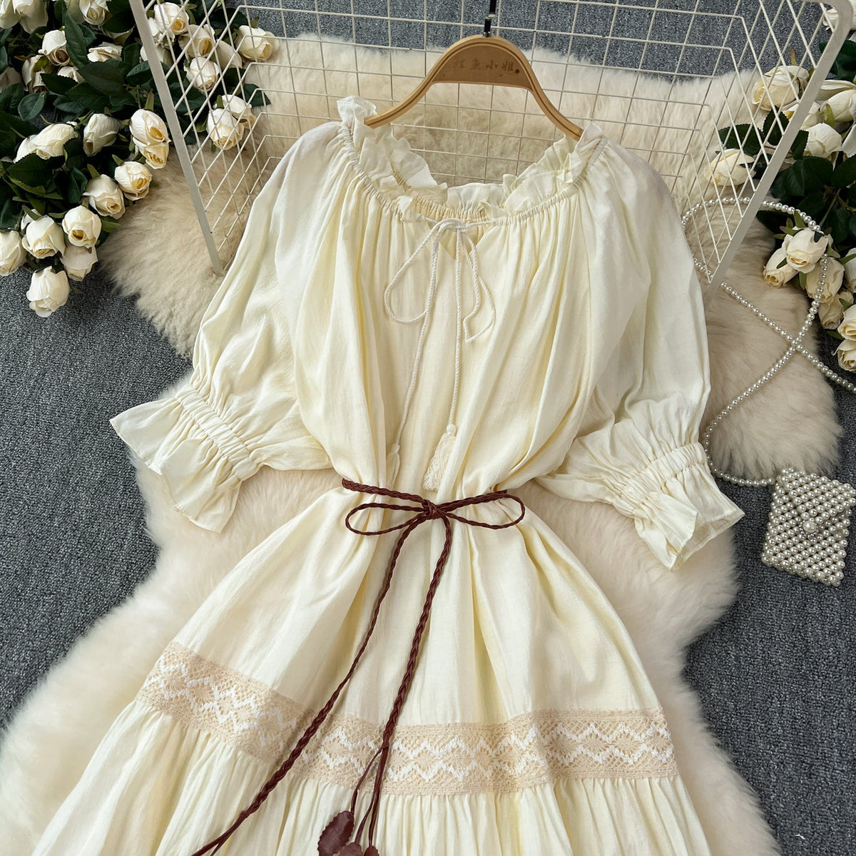 Bohemia Puffy Sleeve Fringed Dress