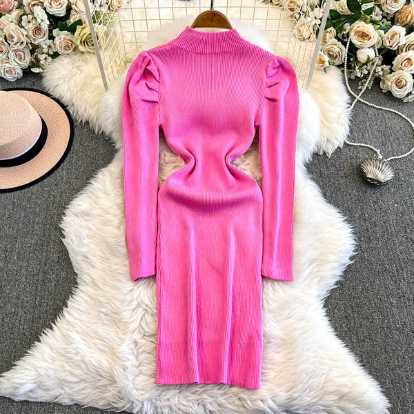 Barbie Pink Turtleneck Knitted Dress