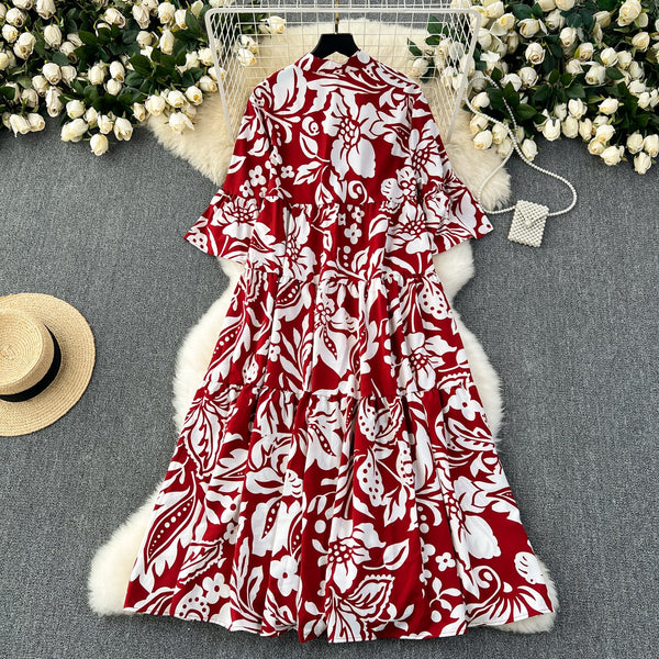 Oversized Floral Printed Shirt Dress