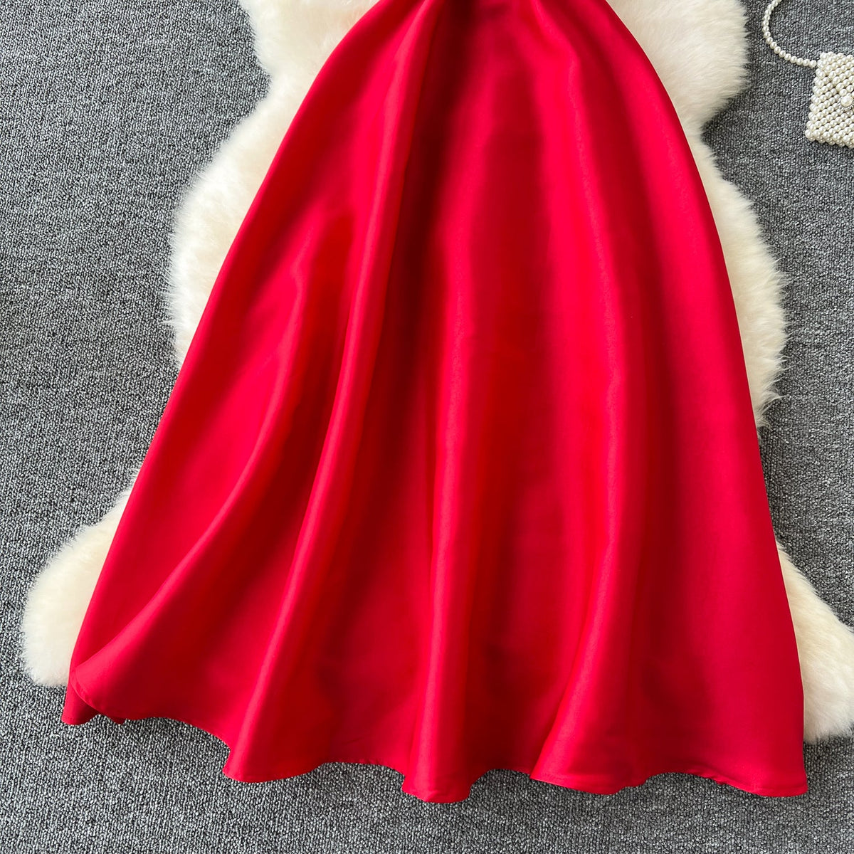 Delicate Solid Color Puffy Slip Dress