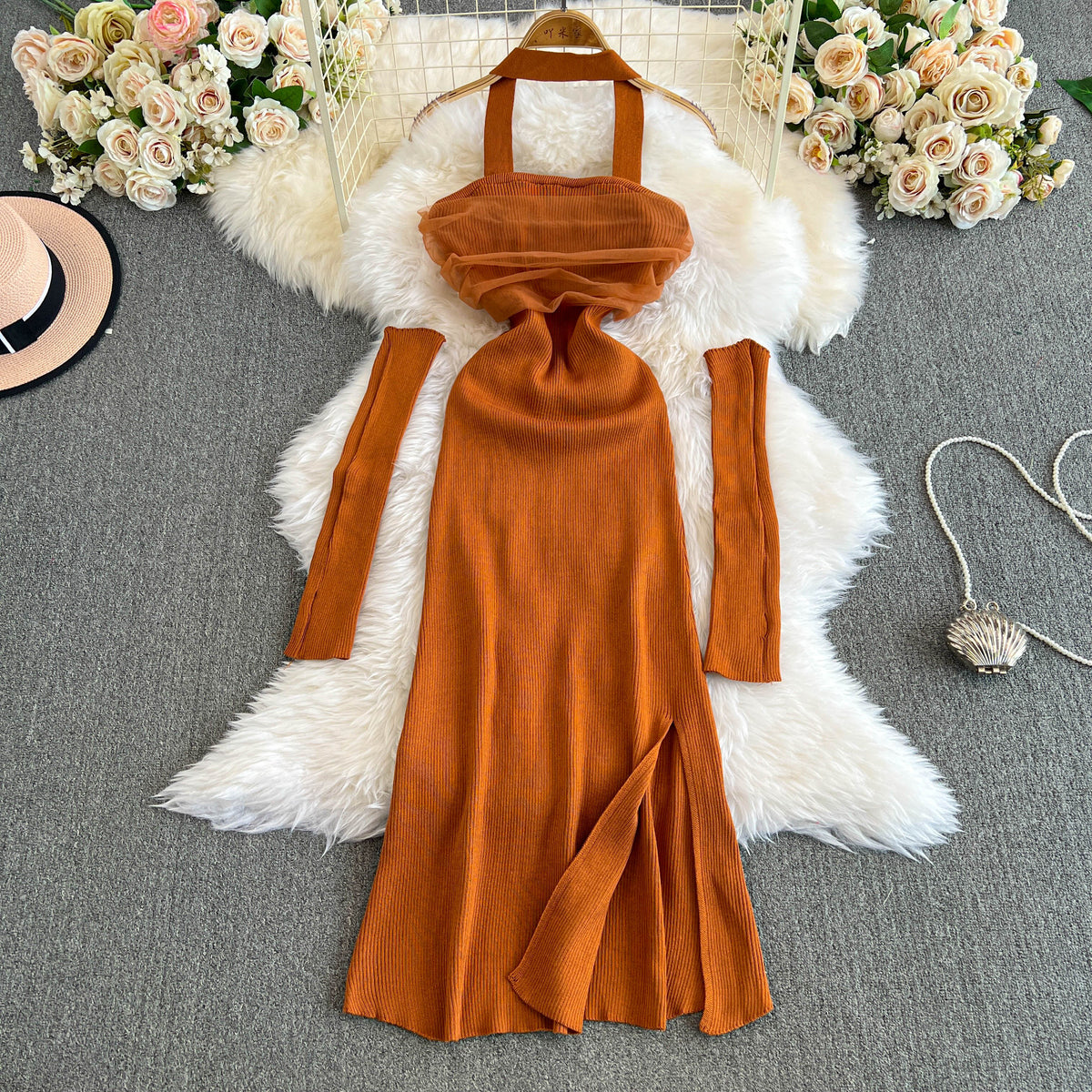 Niche Slim-fit Backless Halter Dress