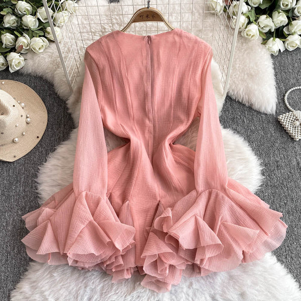 Round Collar Ruffled Pendulum Dress