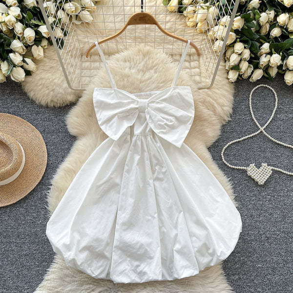 Chic Large Bow Elastic Slip Dress