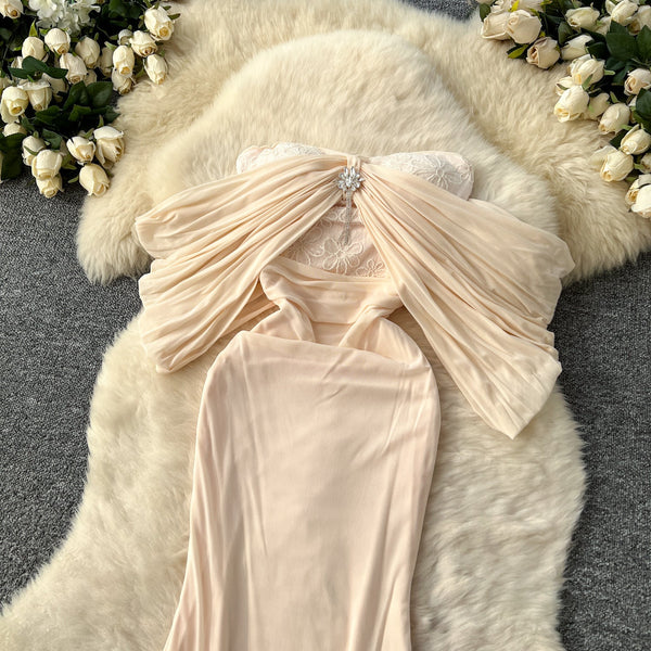 Sequined Embroidered Off-shoulder Mesh Dress