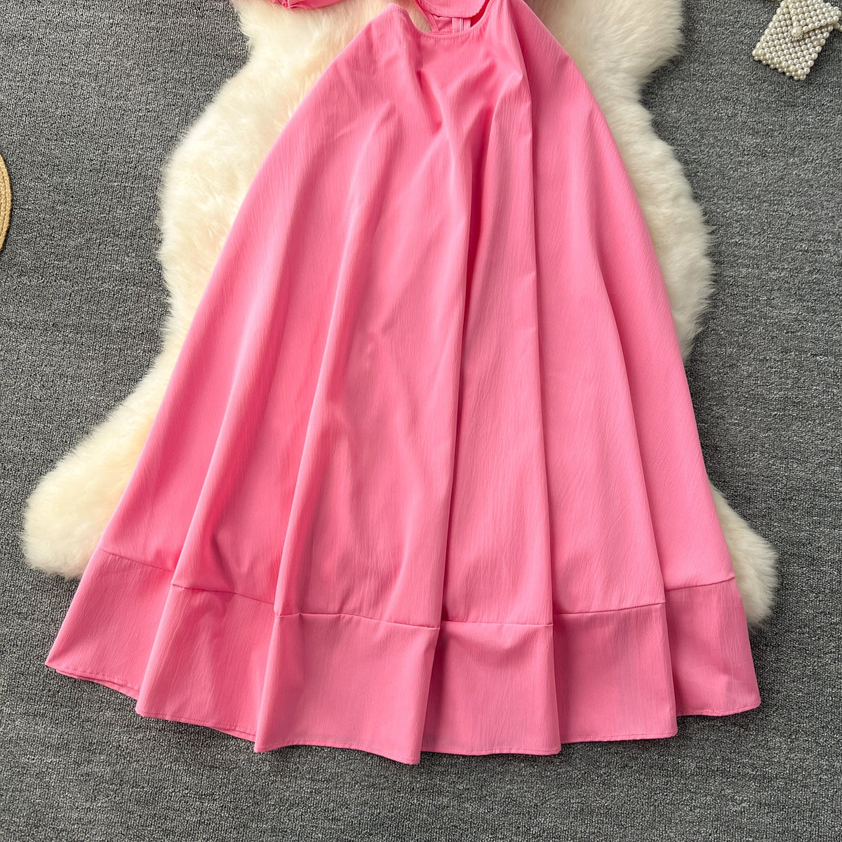 3D Floral One-shoulder Hollowed Dress