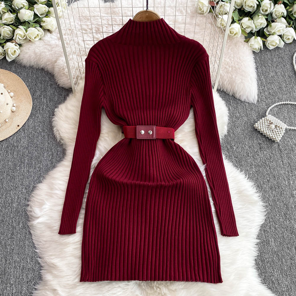 Zipped Knit Dress with Waist Pack