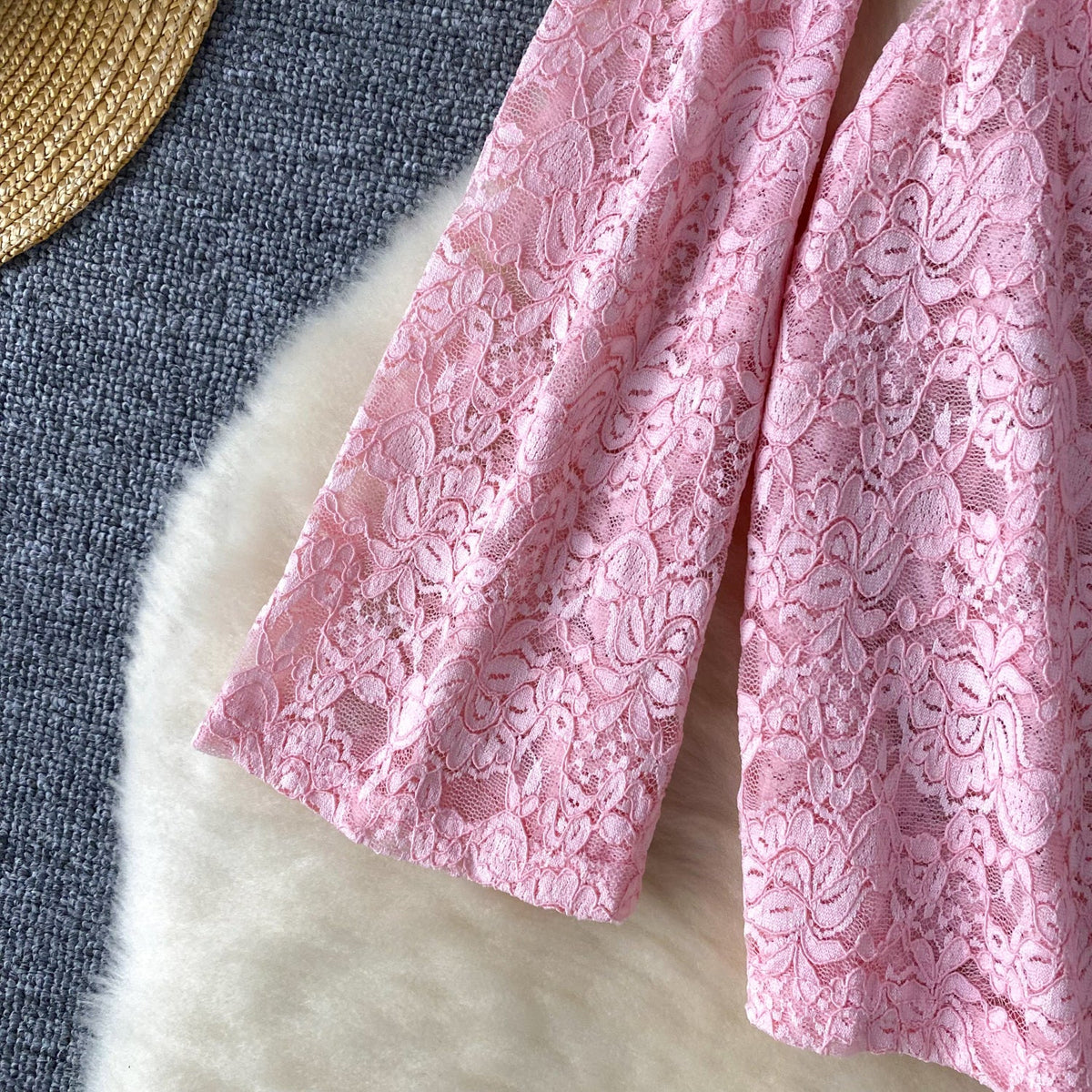 Elegant Slim-fit Embroidered Lace Dress