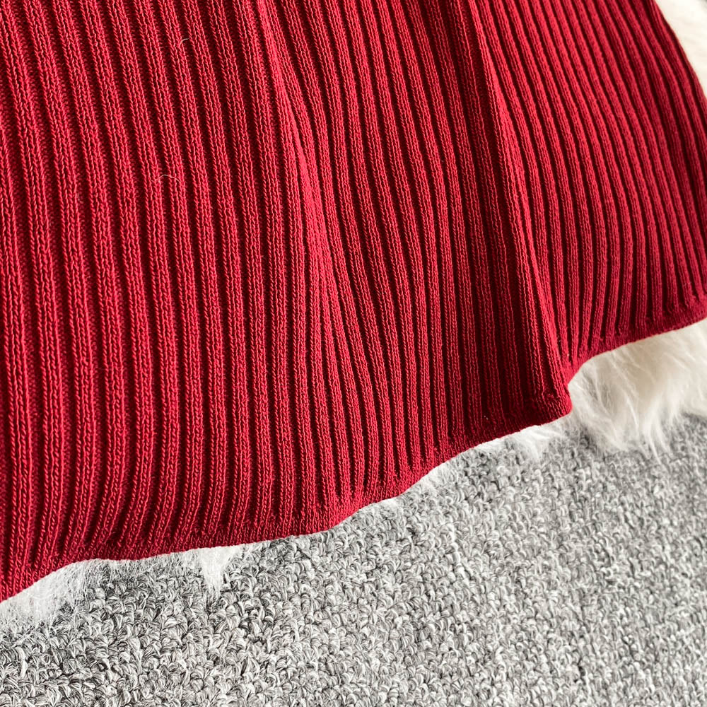 Beaded Color Blocking Knitted Dress