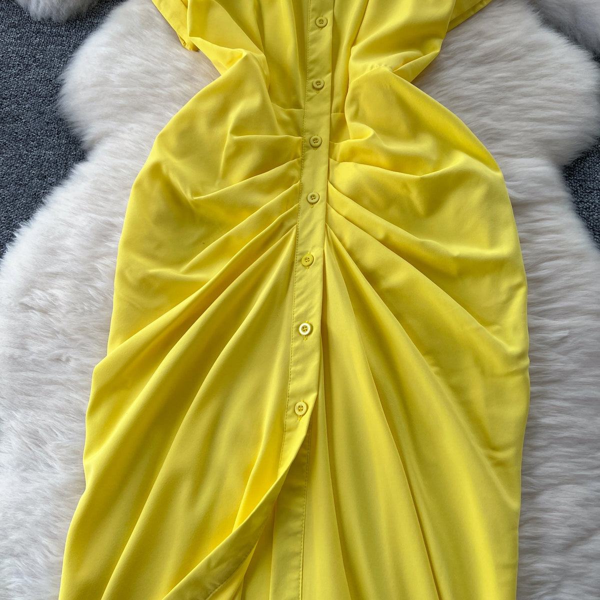 Slim-fit Pleated Shirt Dress
