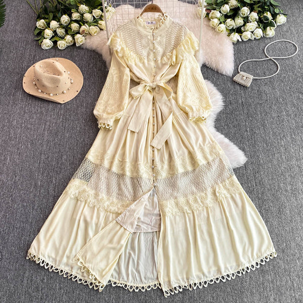Courtly Lace Patchwork Shirt Dress