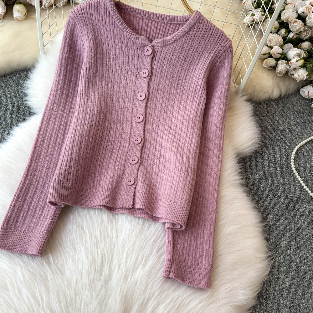 Cardigan&Lace-up Slip Dress Knitted 2Pcs