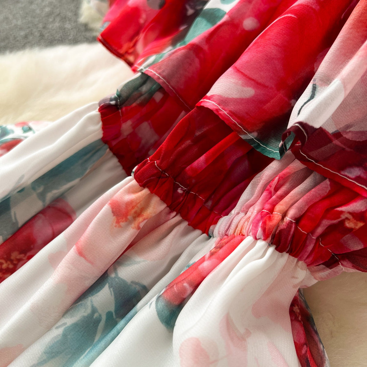 Fairy Floral Printed Off-shoulder Dress