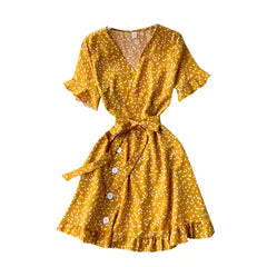 Cutie V-neck Polka Dot Printed Dress