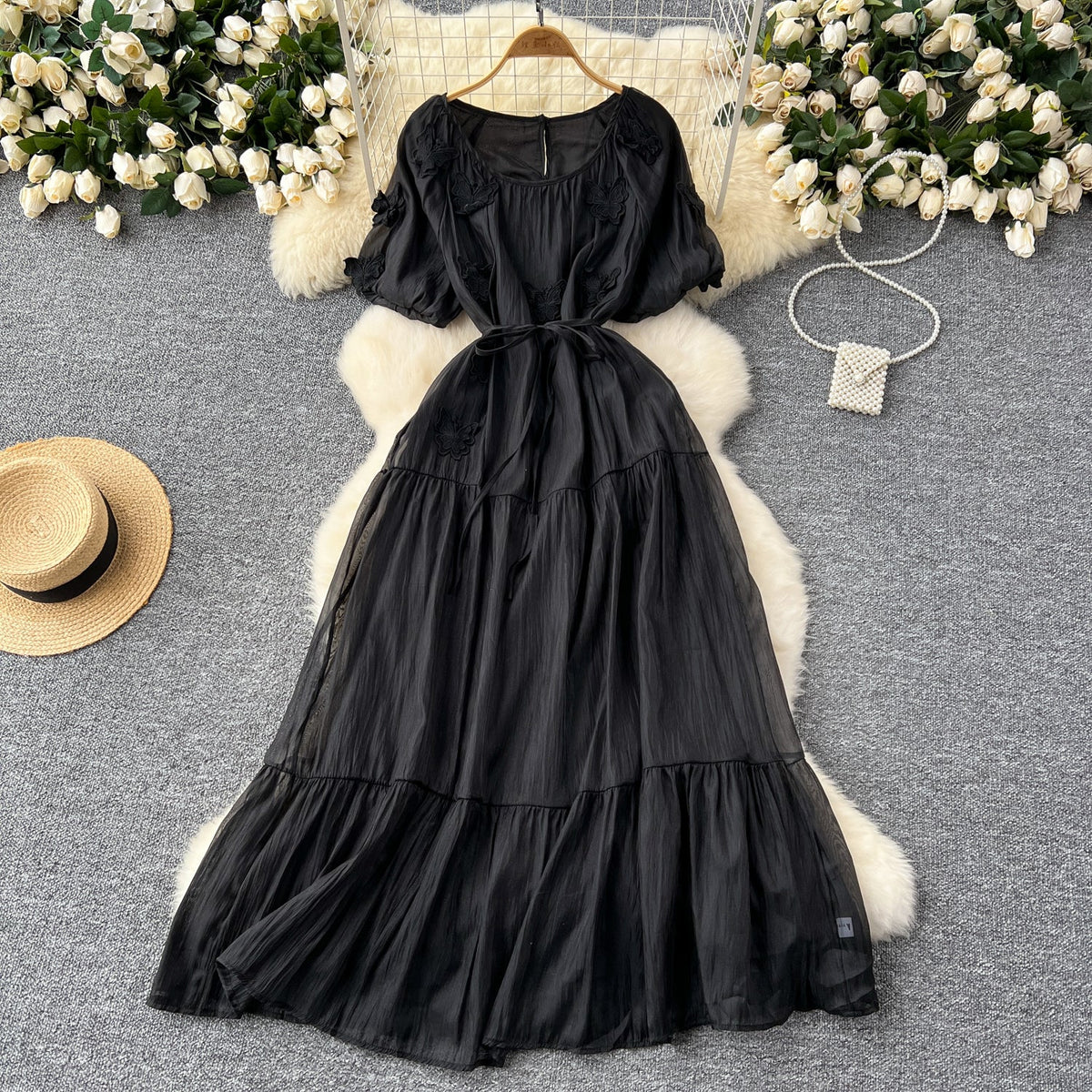 Elegant Butterfly Embroidered Dress