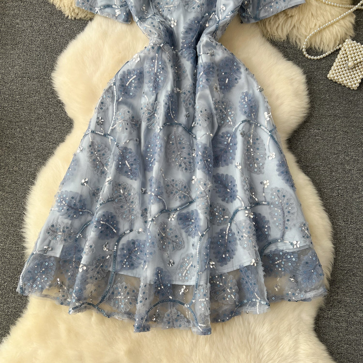 Niche Sequined Crew Neck Dress
