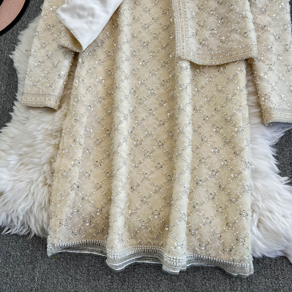 Beaded Cardigan&Vest Dress 2Pcs