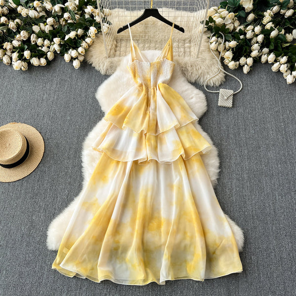 Fairy Tie-dye Layered Slip Dress