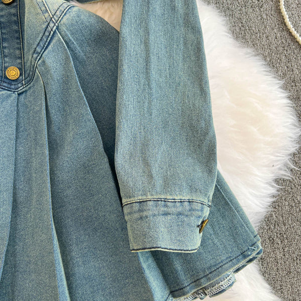 Vintage Cape&Slip Dress Denim 2Pcs