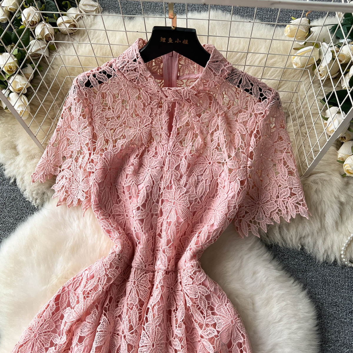 Retro Floral Crochet Lace Dress