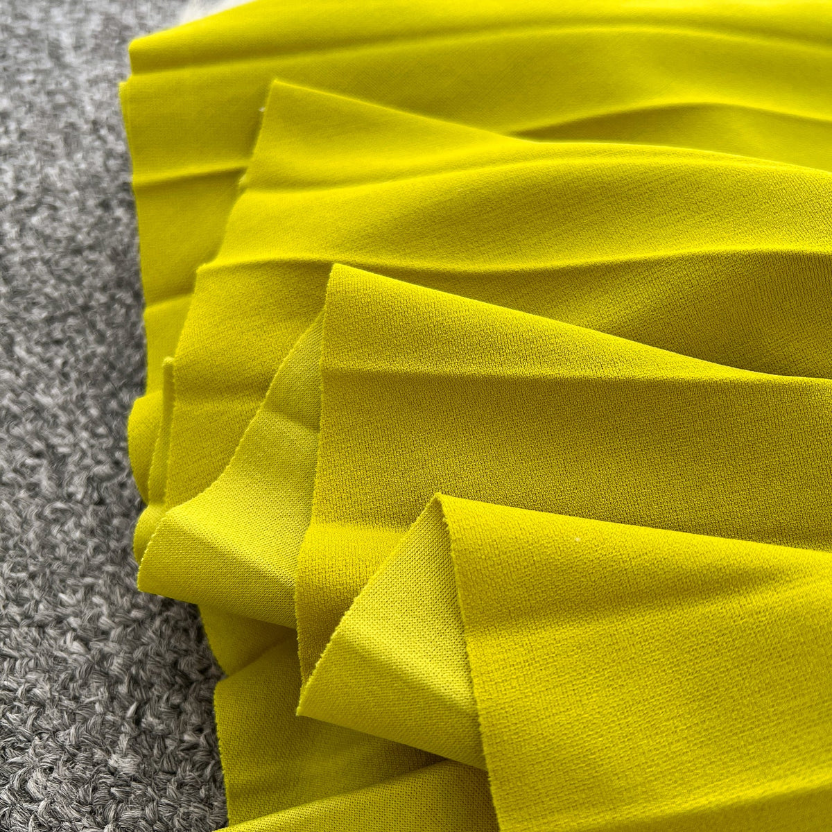 Folded Collar Pleated Mustard Green Dress