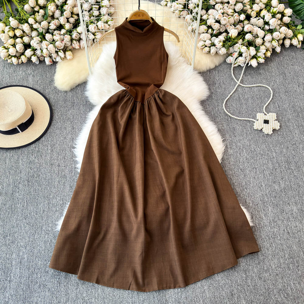 Striped Knitwear&Halter Dress 2Pcs