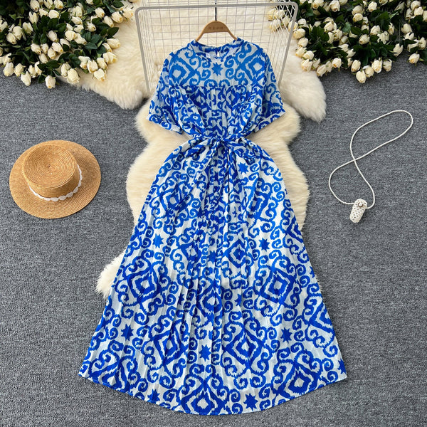 Floral Printed Pleated Chiffon Dress