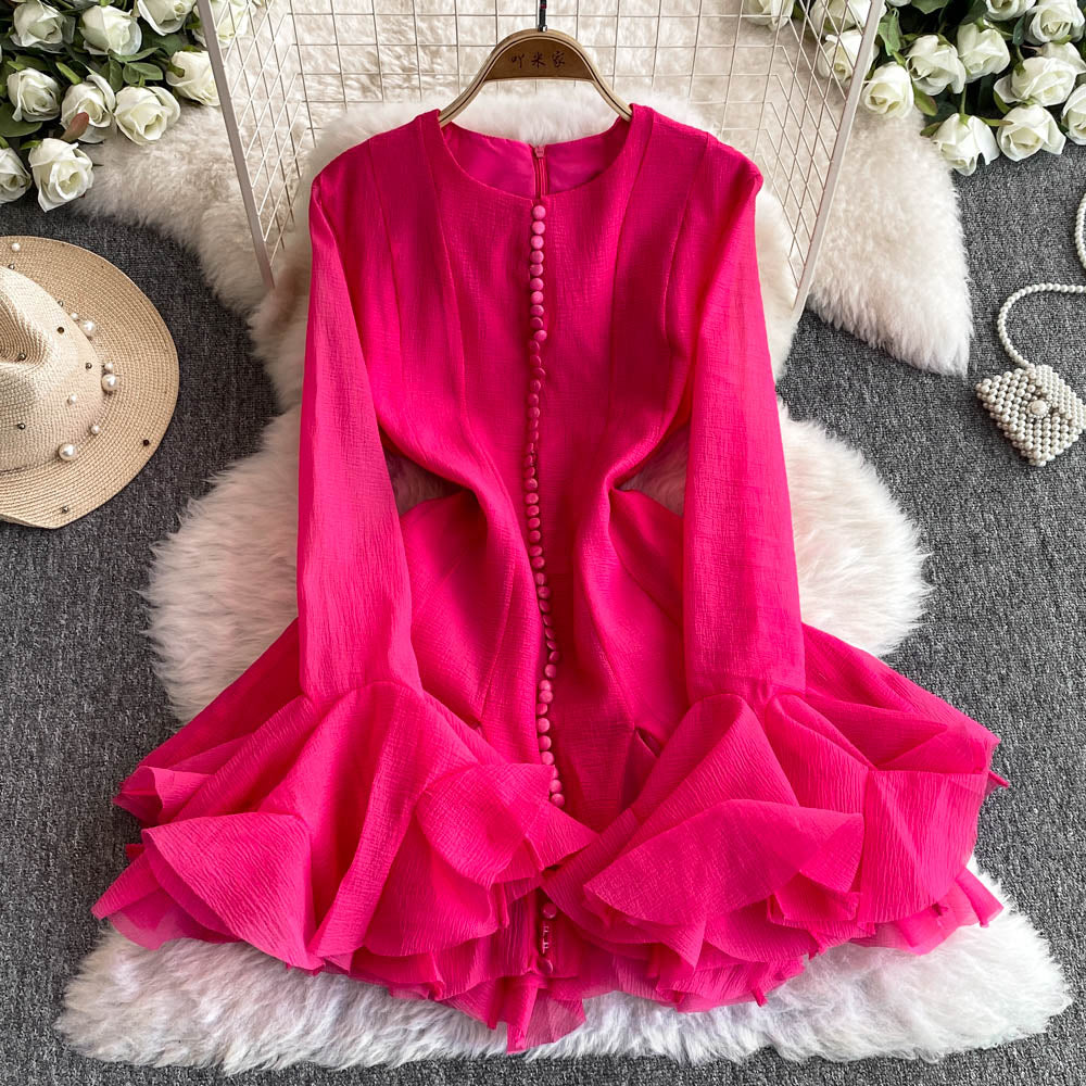 Round Collar Ruffled Pendulum Dress