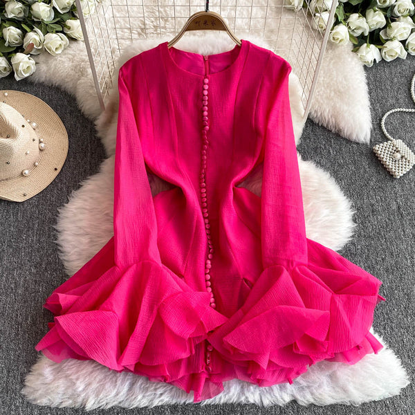Round Collar Ruffled Pendulum Dress