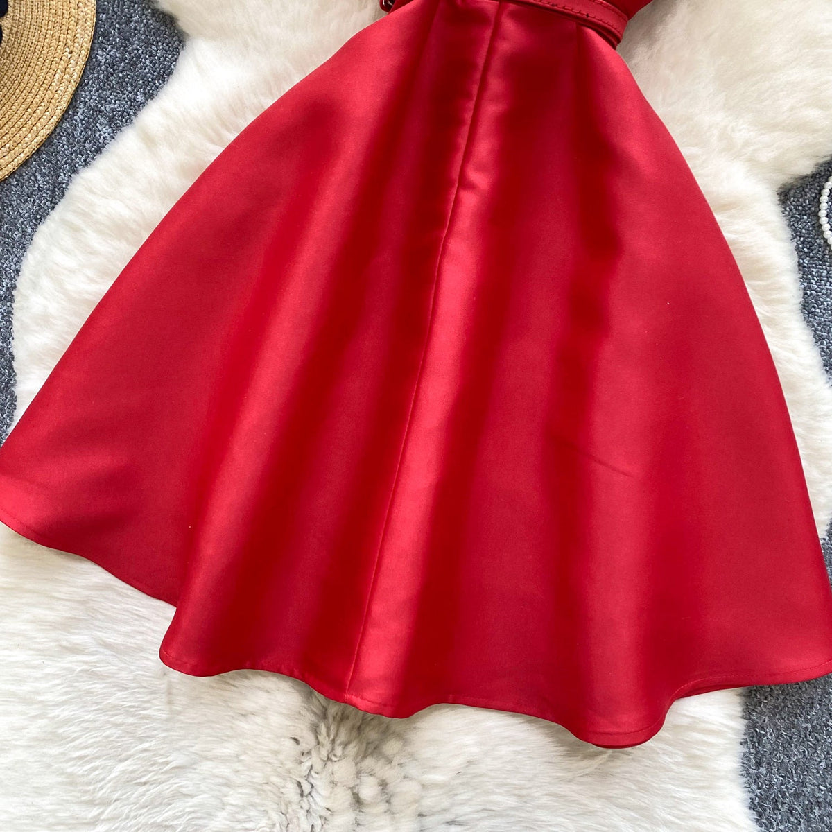 Vintage Ruffled Slip Dress with Belt