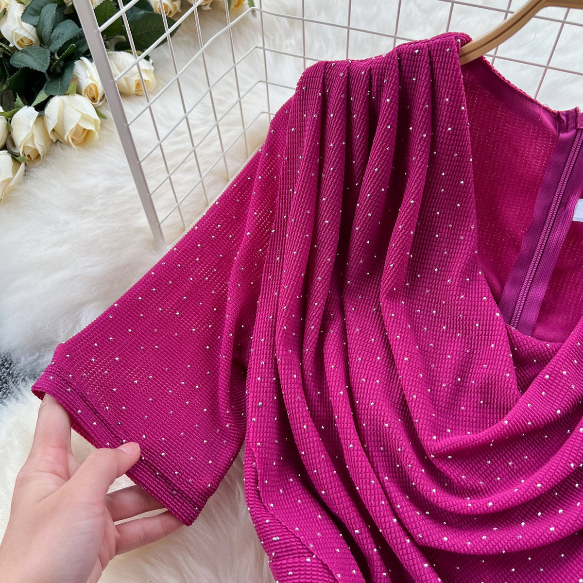 Draped Neckline Split Fishtail Dress