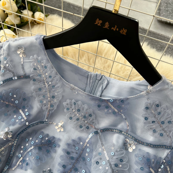 Niche Sequined Crew Neck Dress