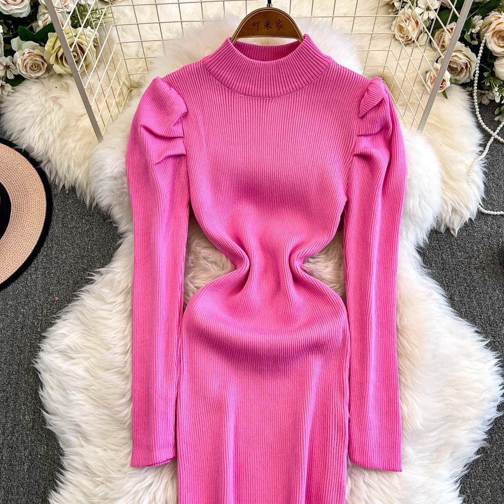 Barbie Pink Turtleneck Knitted Dress