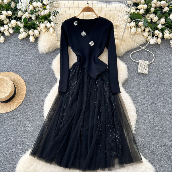Vintage Mesh Pendulum Knitted Dress