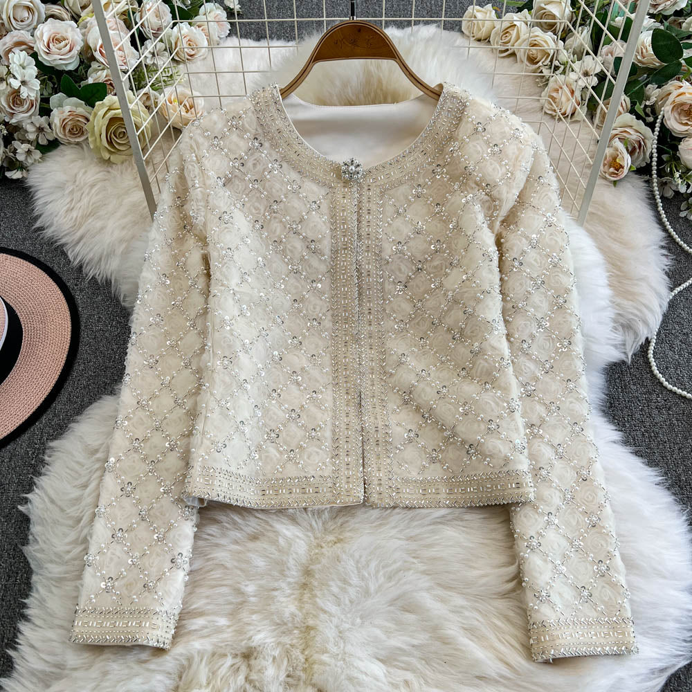 Beaded Cardigan&Vest Dress 2Pcs