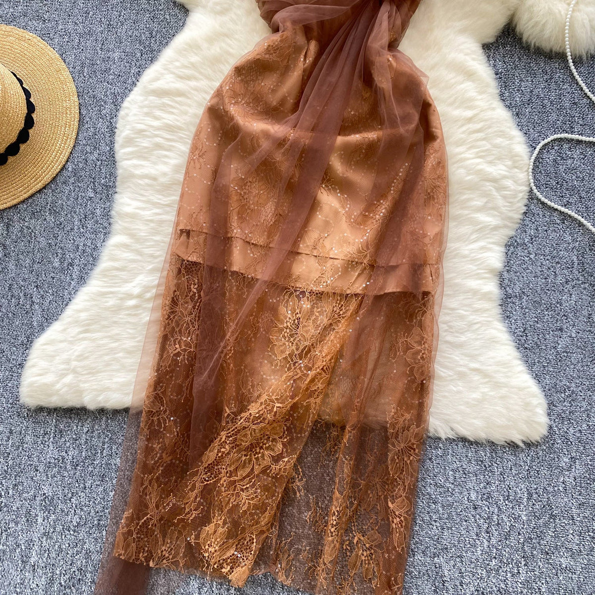 One-shoulder Lace Wrapped Dress