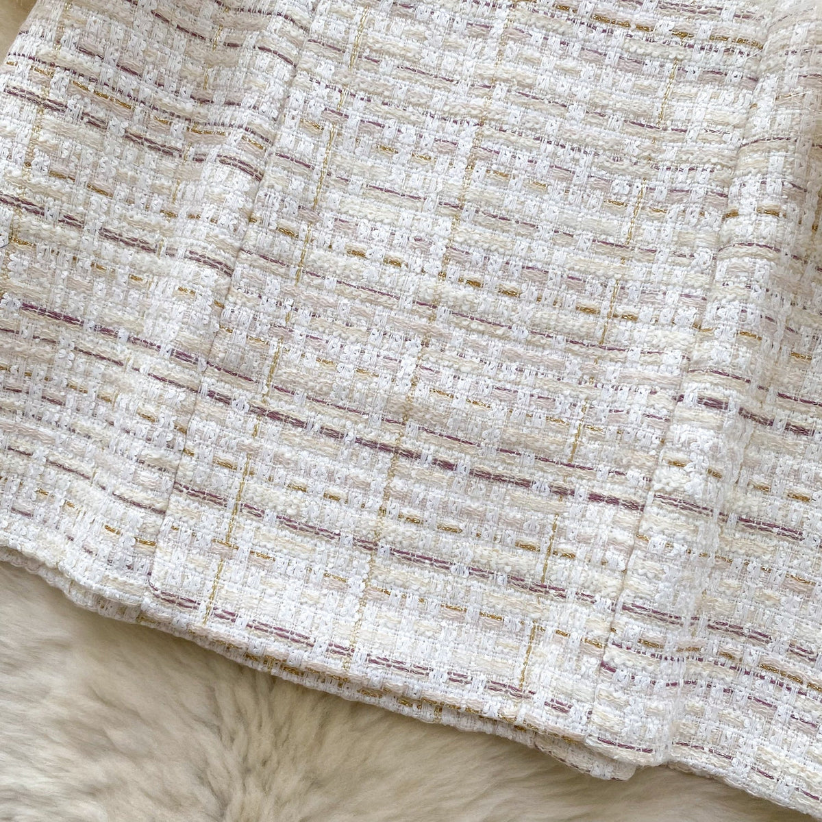 High-end Furry Patchwork Tweed Dress