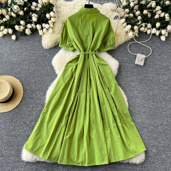 Vintage Floral Embroidered Shirt Dress