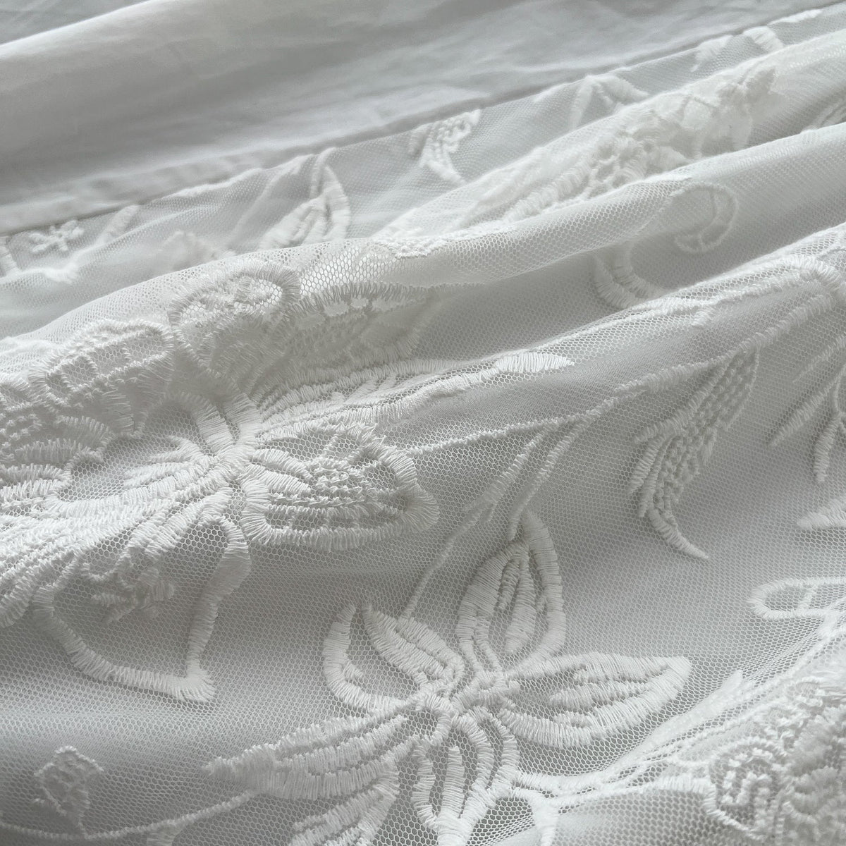 V-neck Embroidered Floral White Dress