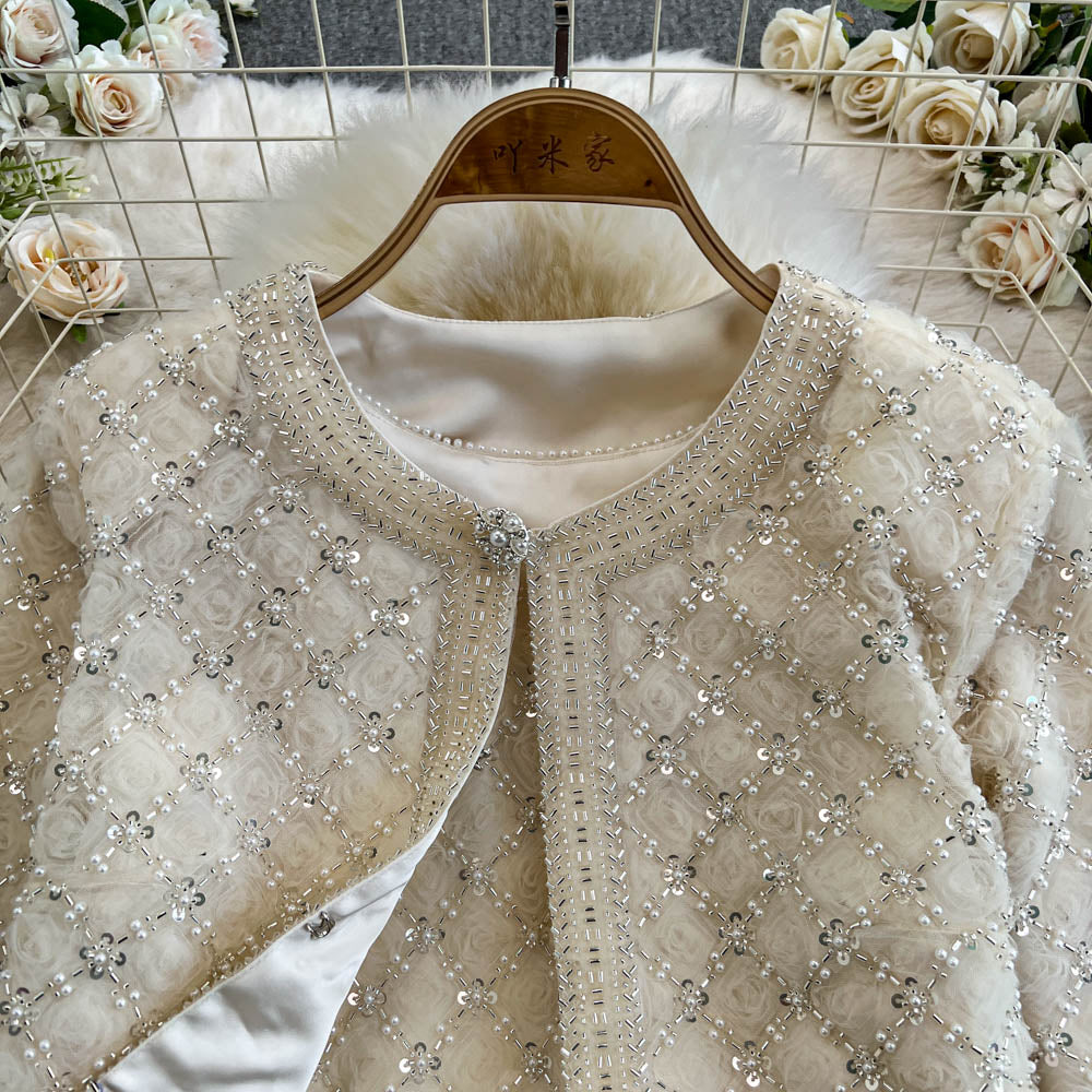 Beaded Cardigan&Vest Dress 2Pcs
