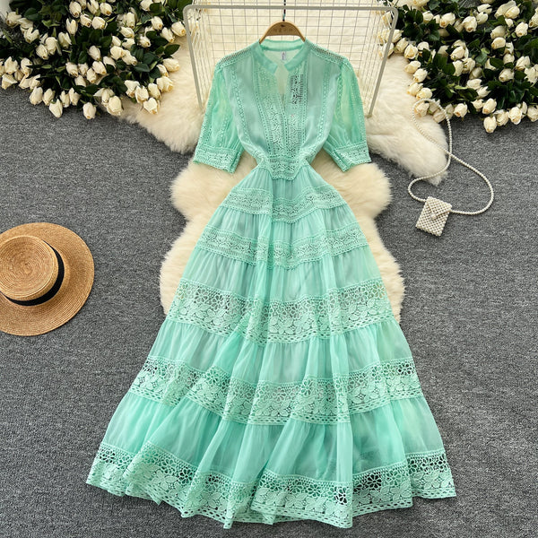 Courtly Elegant Lace Patchwork Dress