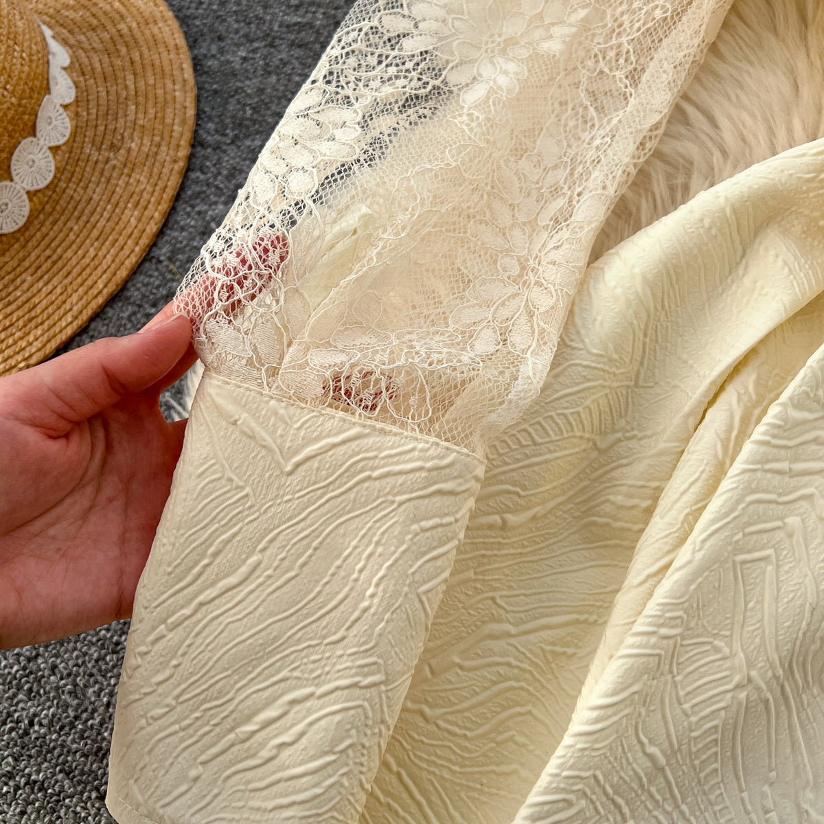 Vintage Polo Collar Embroidered Shirt Dress